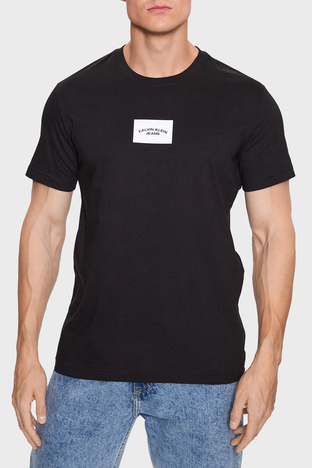 Calvin Klein - Calvin Klein Logolu Bisiklet Yaka % 100 Pamuk Regular Fit J30J323523BEH Erkek T Shirt J30J323523 BEH SİYAH