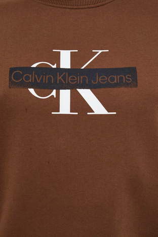Calvin Klein - Calvin Klein Logolu Bisiklet Yaka Pamuklu Regular Fit J30J324113GQM Erkek Sweat J30J324113 GQM KAHVE (1)