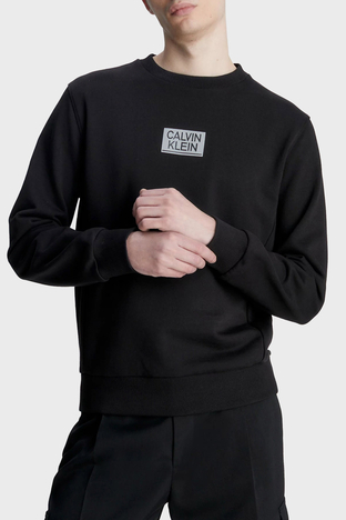 Calvin Klein - Calvin Klein Logolu Bisiklet Yaka Pamuklu Regular Fit K10K111525BEH Erkek Sweat K10K111525 BEH SİYAH