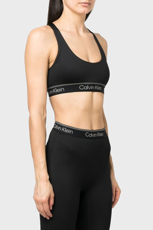 Calvin Klein - Calvin Klein Logolu Çıkarılabilir Dolgulu Nem Emici Spor Bayan Sütyen 00GWS3K122 BAE SİYAH
