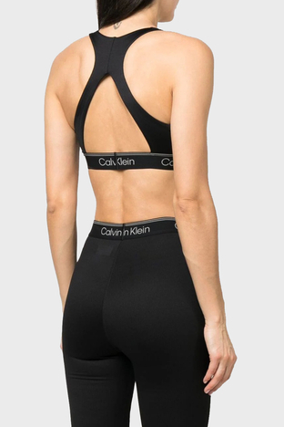 Calvin Klein - Calvin Klein Logolu Çıkarılabilir Dolgulu Nem Emici Spor Bayan Sütyen 00GWS3K122 BAE SİYAH (1)
