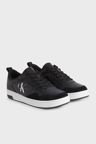 Calvin Klein - Calvin Klein Logolu Deri Sneaker Erkek Ayakkabı YM0YM00574 0GJ SİYAH (1)