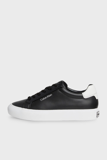 Calvin Klein Logolu Deri Sneaker HW0HW020370GN Bayan Ayakkabı HW0HW02037 0GN SİYAH-BEYAZ