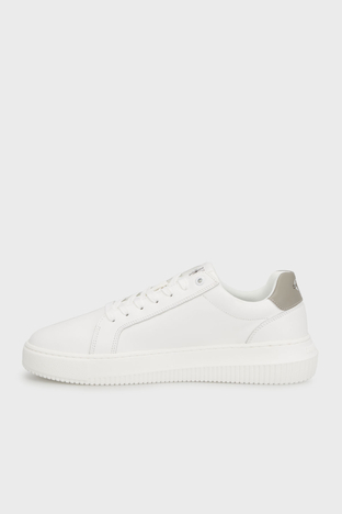 Calvin Klein - Calvin Klein Logolu Deri Sneaker YM0YM0068102S Erkek Ayakkabı YM0YM00681 02S BEYAZ (1)