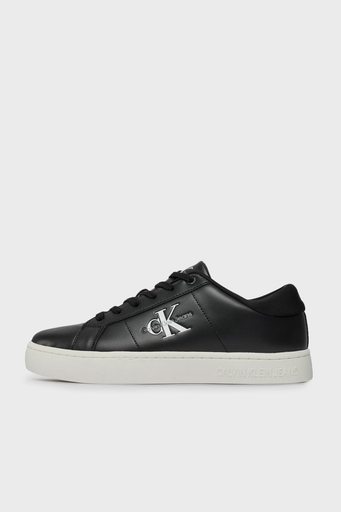 Calvin Klein Logolu Deri Sneaker YM0YM008640GM Erkek Ayakkabı YM0YM00864 0GM SİYAH-BEYAZ