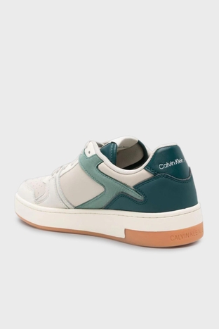 Calvin Klein - Calvin Klein Logolu Deri Sneaker YM0YM008840GB Erkek Ayakkabı YM0YM00884 0GB KREM-MAVİ (1)