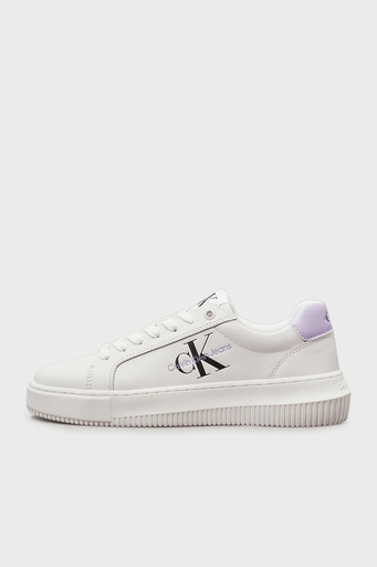 Calvin Klein Logolu Deri Sneaker YW0YW008230LG Bayan Ayakkabı YW0YW00823 0LG Beyaz-Lila