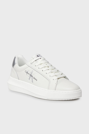 Calvin Klein - Calvin Klein Logolu Deri Sneaker Bayan Ayakkabı YW0YW01224 YBR BEYAZ (1)