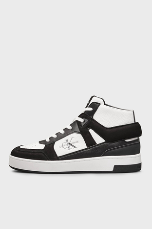 Calvin Klein - Calvin Klein Logolu Deri Sneaker YW0YW015780GM Bayan Ayakkabı YW0YW01578 0GM SİYAH-BEYAZ (1)