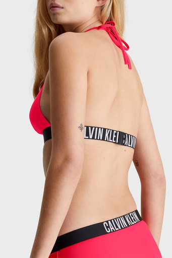 Calvin Klein Logolu Elastik Bel Bantlı Boyundan Bağlamalı Üçgen KW0KW02506XN8 Bayan Bikini Üstü KW0KW02506 XN8 KIRMIZI