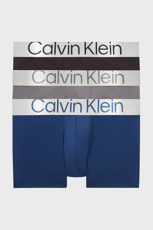 Calvin Klein - Calvin Klein Logolu Elastik Bel Bantlı Düşük Bel 3 Pack 000NB3074A139 Erkek Boxer 000NB3074A 139 Mavi-Gri-Siyah