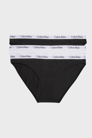 Calvin Klein - Calvin Klein Logolu Elastik Bel Bantlı Pamuklu 3 Pack 000QD3588EWZB Bayan Külot 000QD3588E WZB Siyah-Beyaz-Siyah