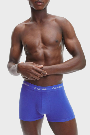 Calvin Klein - Calvin Klein Logolu Elastik Bel Bantlı Pamuklu 3 Pack Erkek Boxer 0000U2664G 4KU MAVİ (1)