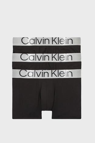 Calvin Klein - Calvin Klein Logolu Elastik Bel Bantlı Pamuklu 3 Pack Erkek Boxer 000NB3130A 7V1 SİYAH