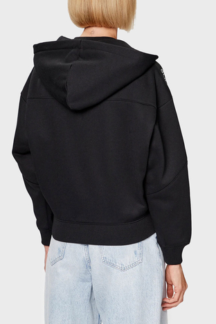 Calvin Klein - Calvin Klein logolu Fermuarlı Kapüşonlu Oversize J20J221328BEH Bayan Sweat J20J221328 BEH SİYAH (1)