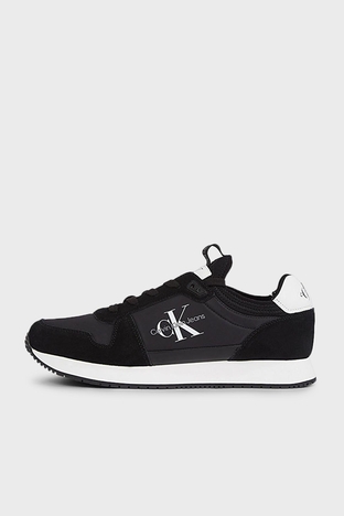 Calvin Klein - Calvin Klein Logolu Hakiki Deri Sneaker YM0YM005530GQ Erkek Ayakkabı YM0YM00553 0GQ SİYAH-BEYAZ (1)