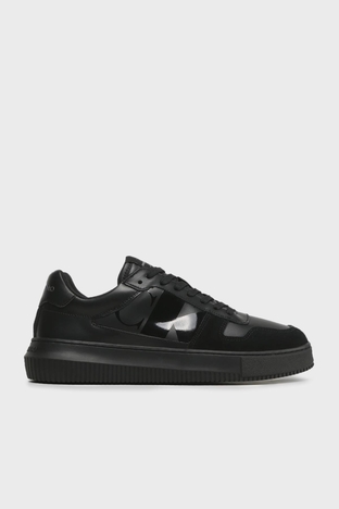 Calvin Klein - Calvin Klein Logolu Hakiki Deri Sneaker YM0YM00703BEH Erkek Ayakkabı YM0YM00703 BEH SİYAH