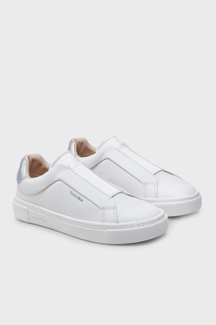 Calvin Klein - Calvin Klein Logolu Kalın Tabanlı Sneaker HW0HW0228902V Bayan Ayakkabı HW0HW02289 02V BEYAZ-GÜMÜŞ (1)