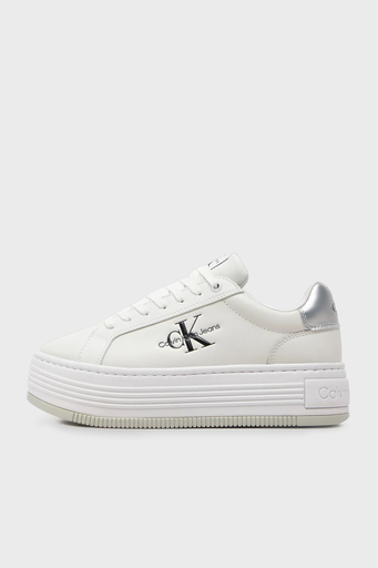 Calvin Klein Logolu Kalın Tabanlı Sneaker YW0YW015160K9 Bayan Ayakkabı YW0YW01516 0K9 BEYAZ-GÜMÜŞ