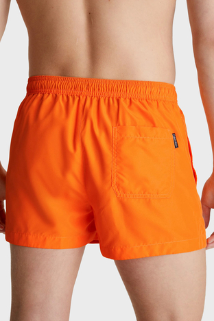 Calvin Klein - Calvin Klein Logolu Kısa Büzgülü Deniz Şortu Cepli KM0KM00801SE8 Erkek Mayo Short KM0KM00801 SE8 ORANGE (1)