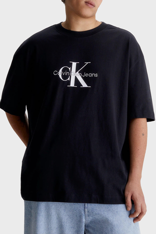 Calvin Klein - Calvin Klein Logolu Organik Pamuklu Bisiklet Yaka Oversize Erkek T Shirt J30J323307 BEH SİYAH (1)