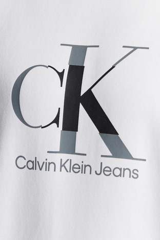 Calvin Klein - Calvin Klein Logolu Organik Pamuklu Bisiklet Yaka Regular Fit Erkek Sweat J30J323298 YAF BEYAZ (1)