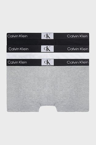 Calvin Klein - Calvin Klein Logolu Pamuklu 3 Pack 000NB3528A6H3 Erkek Boxer 000NB3528A 6H3 SİYAH-BEYAZ-GRİ