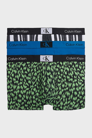 Calvin Klein - Calvin Klein Logolu Pamuklu 3 Pack 000NB3528ADYD Erkek Boxer 000NB3528A DYD Yeşil-Siyah-Saks