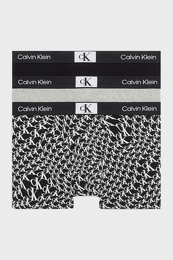 Calvin Klein Logolu Pamuklu 3 Pack Erkek Boxer 000NB3528E JGN Siyah-Gri-Siyah