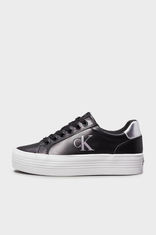 Calvin Klein - Calvin Klein Logolu Platform Taban Sneaker YW0YW016880GQ Bayan Ayakkabı YW0YW01688 0GQ SİYAH-GÜMÜŞ (1)