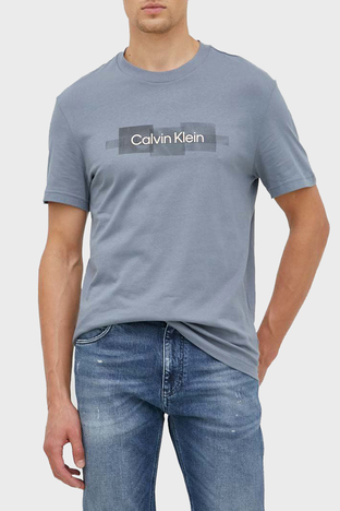 Calvin Klein - Calvin Klein Logolu Regular Fit Bisiklet Yaka % 100 Pamuk Erkek T Shirt K10K110799 POC GRİ
