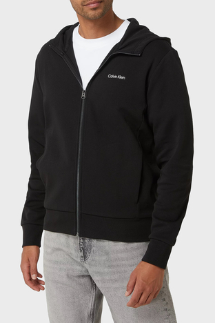 Calvin Klein - Calvin Klein Logolu Regular Fit Kapüşonlu Fermuarlı Pamuklu Erkek Sweat K10K109697 BEH SİYAH