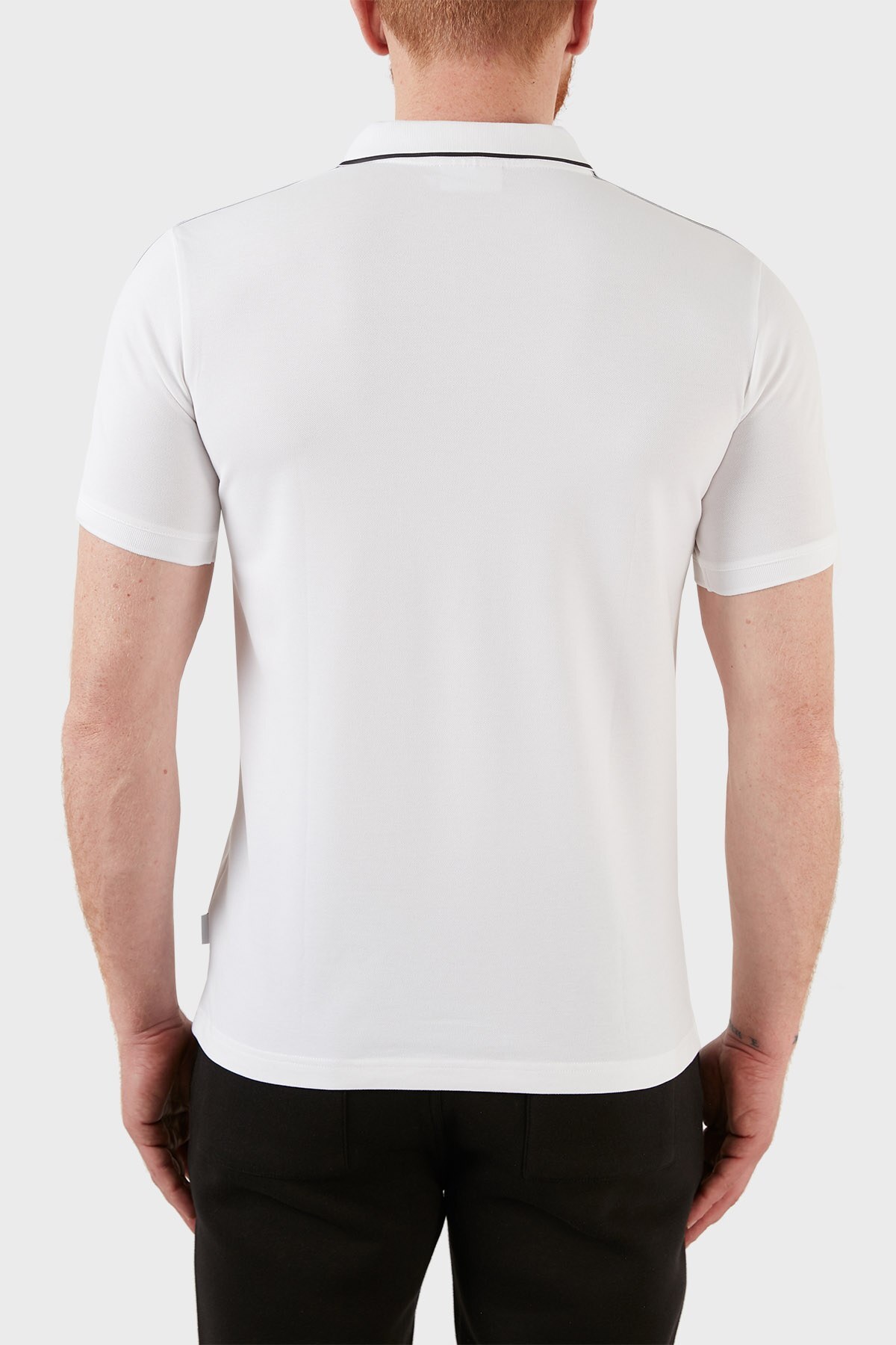 Calvin Klein Logolu Slim Fit Pamuklu Düğmeli T Shirt Erkek Polo K10K107423 YAF BEYAZ