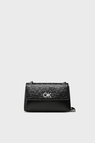 Calvin Klein - Calvin Klein Logolu Zincir Askılı K60K610919BAX Bayan Çanta K60K610919 BAX SİYAH