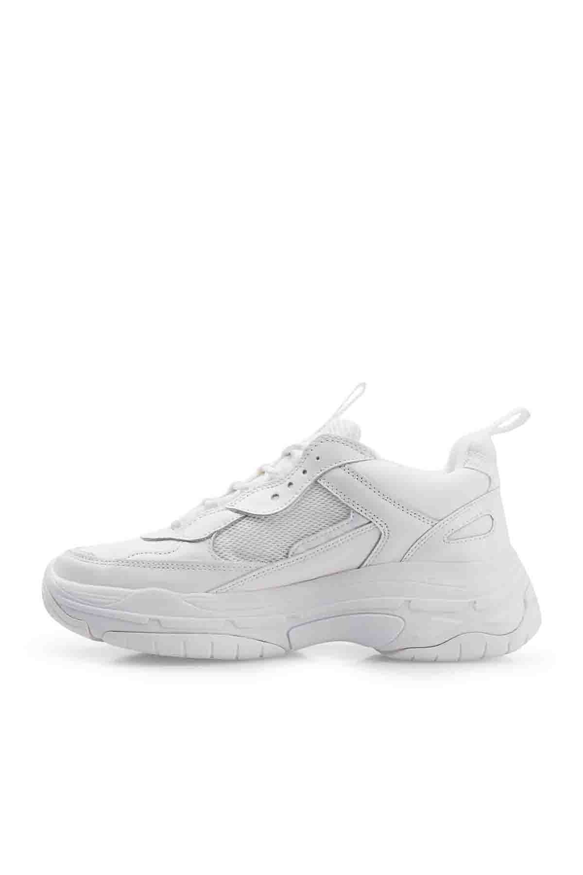 Calvin Klein Marka Logolu Kalın Taban Sneaker Erkek Ayakkabı 00000S0591 BIW BEYAZ