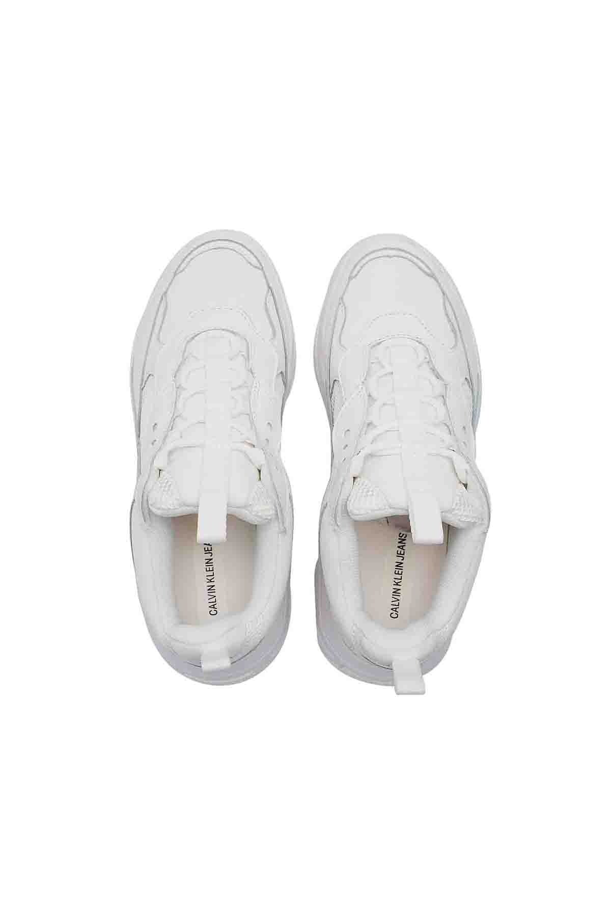 Calvin Klein Marka Logolu Kalın Taban Sneaker Erkek Ayakkabı 00000S0591 BIW BEYAZ