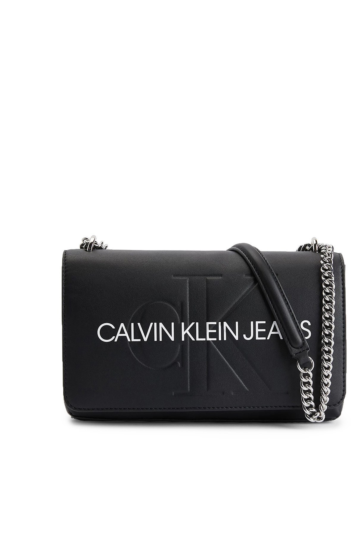 Calvin Klein Marka Logolu Zincir Detaylı Ayarlanabilir Askılı Kadın Çanta K60K607463 BDS SİYAH