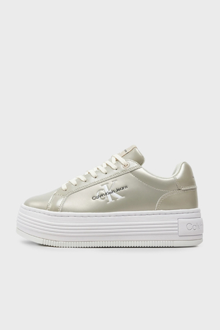 Calvin Klein - Calvin Klein Metalik Deri Platform Sneaker YW0YW01464YBI Bayan Ayakkabı YW0YW01464 YBI KREM (1)