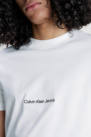 Calvin Klein - Calvin Klein Organik Pamuklu Bisiklet Yaka Slim Fit J30J322848YAF Erkek T Shirt J30J322848 YAF BEYAZ (1)