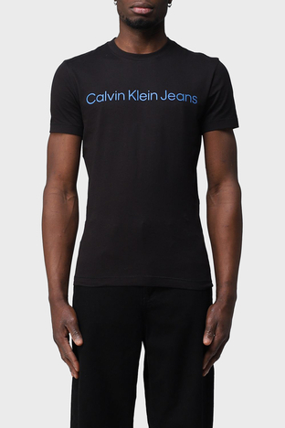 Calvin Klein - Calvin Klein Organik Pamuklu Slim Fit J30J3223440GO Erkek T Shirt J30J322344 0GO SİYAH