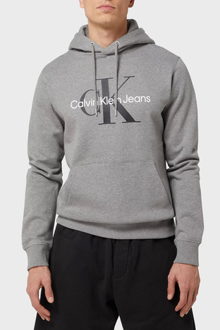 Calvin Klein - Calvin Klein Pamuklu Kapüşonlu Kanguru Cepli Regular Fit Erkek Sweat J30J320934 P2D GRİ