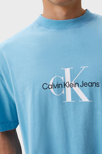 Calvin Klein Pamuklu Oversize Bisiklet Yaka J30J325427CEZ Erkek T Shirt J30J325427 CEZ AÇIK MAVİ