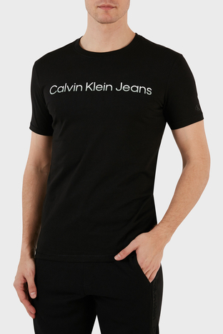 Calvin Klein - Calvin Klein Pamuklu Regular Fit Bisiklet Yaka J30J324682BEH Erkek T Shirt J30J324682 BEH SİYAH