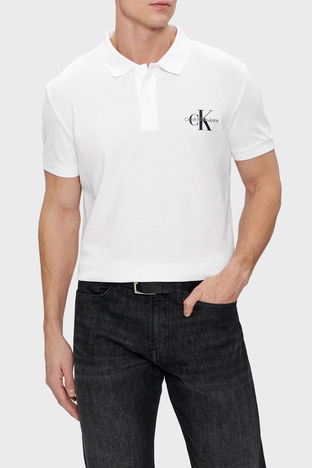 Calvin Klein - Calvin Klein Pamuklu Regular Fit J30J323395YAF Erkek Polo Yaka T Shirt J30J323395 YAF BEYAZ