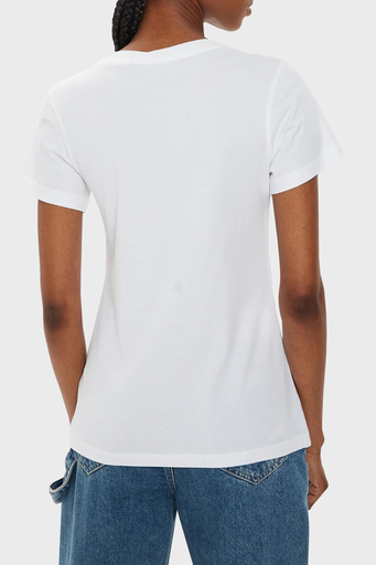 Calvin Klein Pamuklu Slim Fit Bisiklet Yaka J20J223625YAF Bayan T Shirt J20J223625 YAF BEYAZ