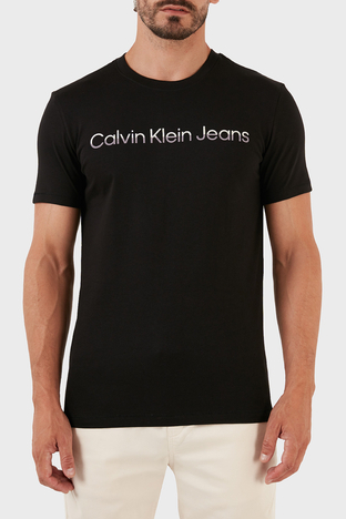 Calvin Klein - Calvin Klein Pamuklu Slim Fit Bisiklet Yaka T Shirt Erkek Polo Yaka T Shirt J30J322511 0GO SİYAH