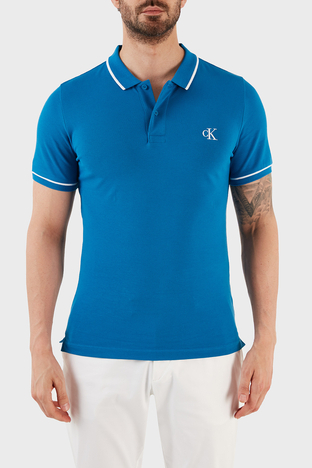 Calvin Klein - Calvin Klein Pamuklu Slim Fit Düğmeli Yaka J30J315603C3B Erkek Polo T Shirt J30J315603 C3B MAVİ
