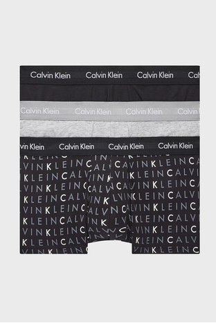 Calvin Klein - Calvin Klein Pamuklu Yumuşak Dokulu Esnek 3 Pack Erkek Boxer 0000U2664 GYKS SİYAH-GRİ