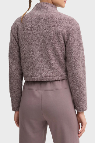 Calvin Klein - Calvin Klein Relaxed Fit Yarım Fermuarlı Sıfır Yaka Crop Sherpa 00GWF4W307PFK Bayan Ceket 00GWF4W307 PFK MÜRDÜM (1)