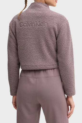 Calvin Klein Relaxed Fit Yarım Fermuarlı Sıfır Yaka Crop Sherpa 00GWF4W307PFK Bayan Ceket 00GWF4W307 PFK MÜRDÜM